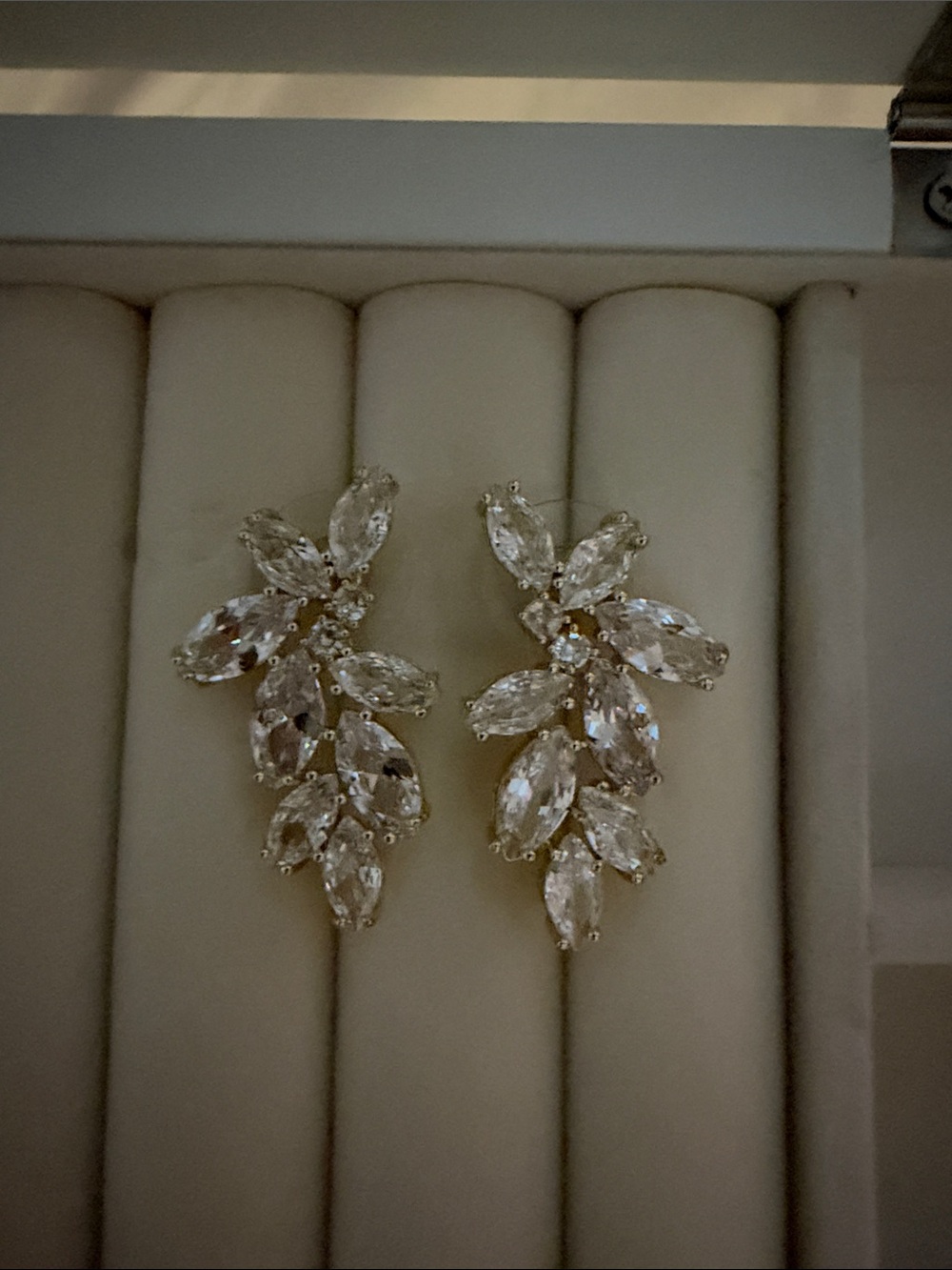 Azazie Clear Crystal Leaf Drop Earrings - Gold